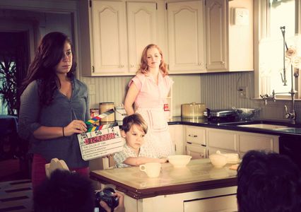 7 year old Zach With Jessica Chastain on the set of The Color of Time, Detroit.