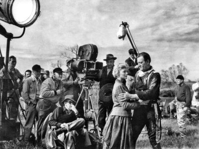 John Wayne, John Ford, William H. Clothier, Constance Towers, and Harrold Weinberger in The Horse Soldiers (1959)