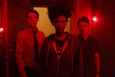 Elijah Wood, Samuel Barnett, and Jade Eshete in Dirk Gently's Holistic Detective Agency (2016)