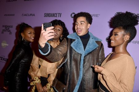 Zainab Jah, Jayme Lawson, Nana Mensah, and Marcus Scribner at an event for Farewell Amor (2020)