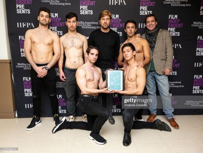 Triangle of Sadness staged reading. Director Ruben Östlund (center),Spencer Paez (right),Film Independent president Jo