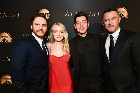 Daniel Brühl, Dakota Fanning, Jakob Verbruggen, and Luke Evans at an event for The Alienist (2018)