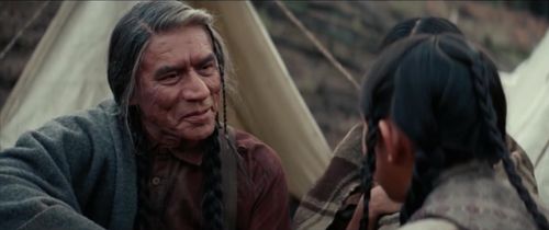 Wes Studi, Tanaya Beatty, and Xavier Horsechief in Hostiles (2017)