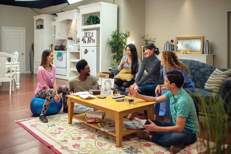 Stephanie Gerard, Mariah Bonner, Tomomi Yoshida, Michael J. Knowles, Oriane Cabare, and Shawn Cortel in Blend In (2016)