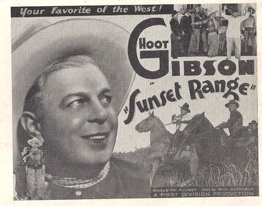 Mary Doran, John Elliott, Hoot Gibson, Fred Gilman, Goober Glenn, Bill Hickey, Fred Humes, and Eddie Lee in Sunset Range