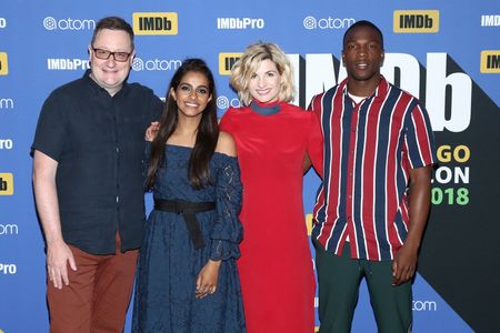 Chris Chibnall, Jodie Whittaker, Tosin Cole, and Mandip Gill at an event for Doctor Who (2005)