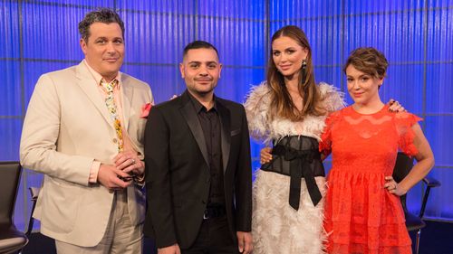 Alyssa Milano, Isaac Mizrahi, Georgina Chapman, and Michael Costello in Project Runway All Stars (2012)