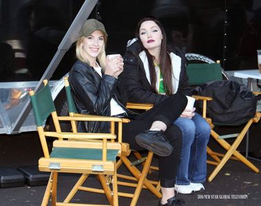 Arissa Page and Morgan Peterson on set of television pilot 