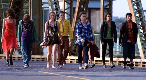 Danny Flaherty, Ron Mustafa, Sofia Black-D'Elia, Rachel Thevenard, James Newman, and Britne Oldford in Skins (2011)