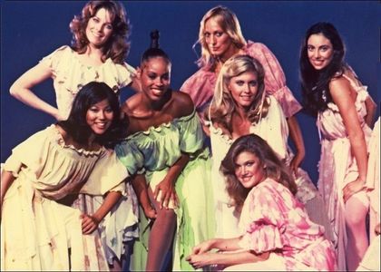 Olivia Newton-John, Sandahl Bergman, Lynne Latham, Cherise Bates, Juliette Marshall, Melinda Phelps, and Marilyn Tokuda 