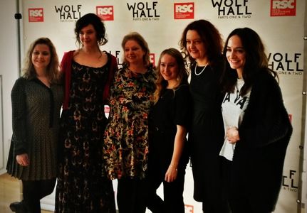 Madeleine Hyland with Hilary Mantel and the cast of 'Wolf Hall' (Broadway 2015)