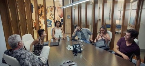 Ron Perlman, Adam Brody, Addison Timlin, Paloma Rabinov, Kacy Owens and Mayank Bhatter in Startup