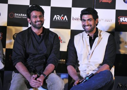 Prabhas and Rana Daggubati at an event for Baahubali: The Beginning (2015)