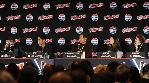 DJ Qualls, Frank Spotnitz, Cary-Hiroyuki Tagawa, and Alexa Davalos at an event for The Man in the High Castle (2015)