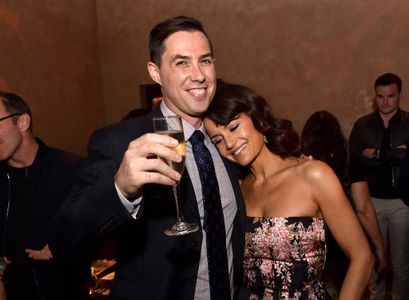 Carla Gugino and Brad Peyton at an event for San Andreas (2015)