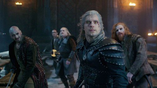 Kim Bodnia, Henry Cavill, Paul Bullion, and Yasen Zates Atour in The Witcher: Family (2021)