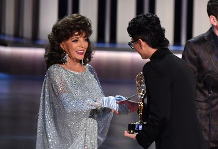 Joan Collins and Lee Sung Jin at an event for The 75th Primetime Emmy Awards (2024)