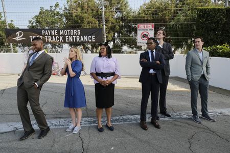 Michael Benjamin Washington, Jon Barinholtz, Humphrey Ker, Harriet Dyer, Tye White, and X Mayo in American Auto (2021)