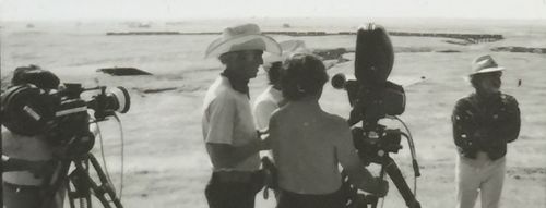 Hal Ashby and Haskell Wexler in Bound for Glory (1976)