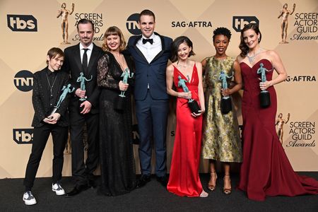 Abigail Savage, Alan Aisenberg, James McMenamin, Samira Wiley, Emily Althaus, Julie Lake, and Kimiko Glenn at an event f