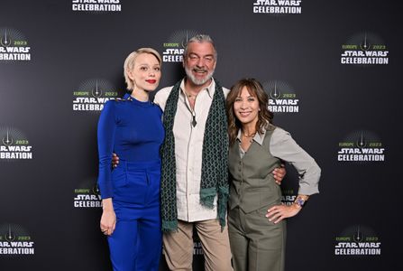 Diana Lee Inosanto, Ray Stevenson, and Ivanna Sakhno at an event for Ahsoka (2023)