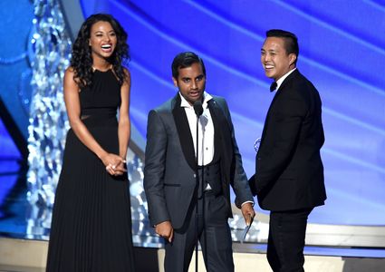 Alan Yang and Aziz Ansari at an event for The 68th Primetime Emmy Awards (2016)