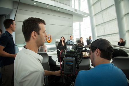 On the set of Nobody But Us in 2015, Matthew Sanders is framed for a close up.