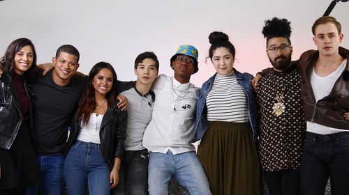 Curly Velasquez, Maya Murillo, Becky G, Ludi Lin, Dacre Montgomery, Naomi Scott, RJ Cyler, and Gadiel Del Orbe in Power 