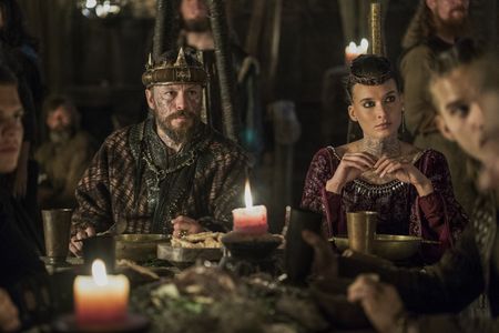 Peter Franzén, Marco Ilsø, Josefin Asplund, and Alex Høgh Andersen in Vikings (2013)