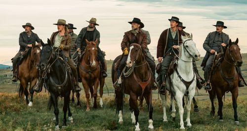 Ian Tracey, Alex Roe, Daniel Webber, and Tom Blyth in Billy the Kid (2022)