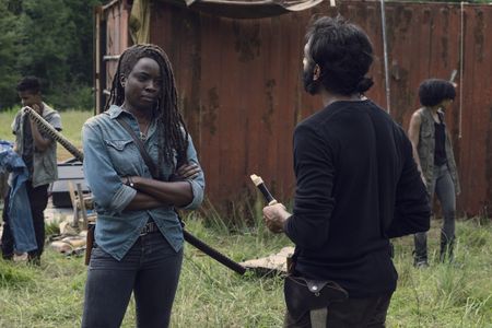 Angel Theory, Danai Gurira, Lauren Ridloff, and Avi Nash in The Walking Dead (2010)