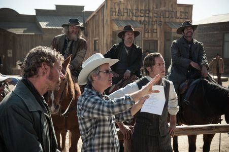 James Badge Dale, Leon Rippy, Gore Verbinski, Chad Brummett, Robert Baker, and Armie Hammer in The Lone Ranger (2013)