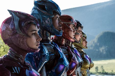 Becky G, Ludi Lin, Dacre Montgomery, Naomi Scott, and RJ Cyler in Power Rangers (2017)