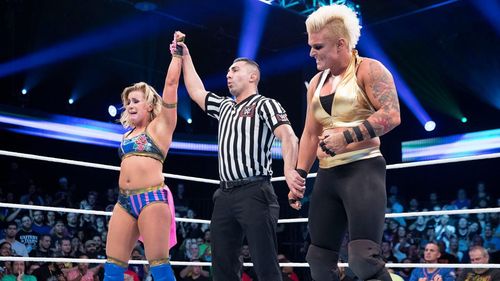 Jazzy Gabert and Kimberly Frankele in WWE: Mae Young Classic Women Tournament (2017)