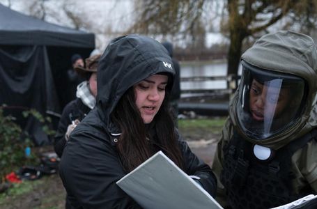 Andy Alvarez and Rukiya Bernard on the set of SOL