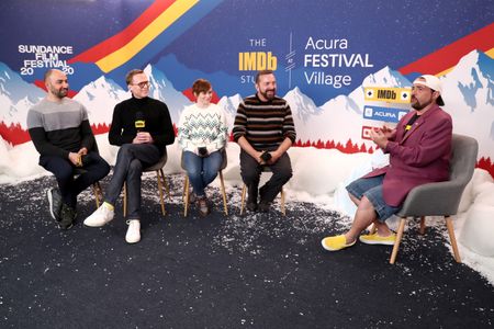 Kevin Smith, Alan Ball, Paul Bettany, Peter Macdissi, and Sophia Lillis at an event for Uncle Frank (2020)