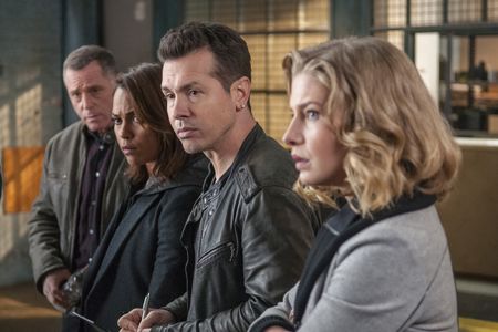 Jason Beghe, Jon Seda, Ellen Woglom, and Monica Raymund in Chicago P.D. (2014)