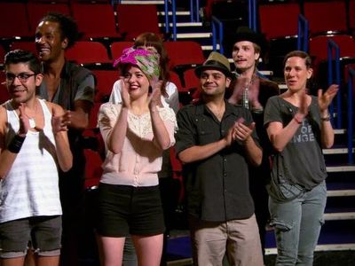 Austin Scarlett, Kara Janx, Scott Jerell, Kenley Collins, Michael Costello, and Mondo Guerra in Project Runway All Stars