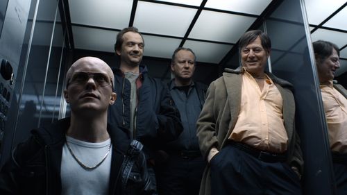 Stellan Skarsgård, Gard B. Eidsvold, and Bjørn Floberg in A Somewhat Gentle Man (2010)