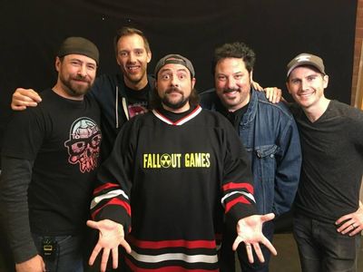 Scott Conditt on the set of Max Reload and The Nether Blasters with Kevin Smith and Greg Grunberg