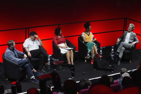 Samira Ahmed, Peter Capaldi, Steven Moffat, Brian Minchin, and Pearl Mackie at an event for Doctor Who (2005)