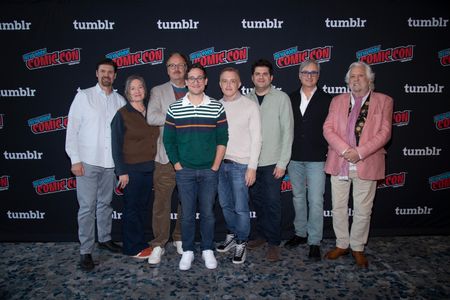 James Bobin, Dan Hennah, Erik Henry, Tish Monaghan, Dan Shotz, Jeff White, Josh Horowitz, and John Steinberg at an event