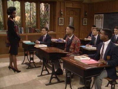 Will Smith, Alfonso Ribeiro, Janet Hubert, and Michael Weiner in The Fresh Prince of Bel-Air (1990)