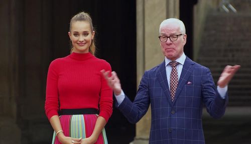 Tim Gunn and Hannah Jeter in Project Runway Junior (2015)