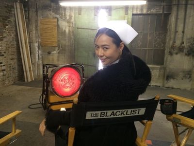 Angel Pai on the set of The Blacklist