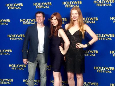 Producer Vincent Petrosini, creator and actress Sonja O'Hara, and producer Karin Agstam walking the red carpet at the 20