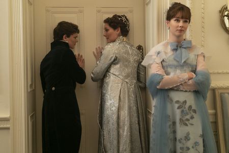 Ruth Gemmell, Claudia Jessie, and Will Tilston in Bridgerton: Out of the Shadows (2024)