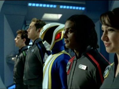 Matt Sadowski, Brandon Jay McLaren, Monica May, and Chris Violette in Power Rangers S.P.D. (2005)