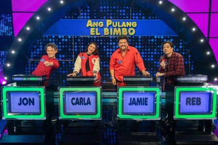 Carla Guevarra, Jon Santos, Jamie Wilson, and Reb Atadero in Family Feud Philippines (2022)