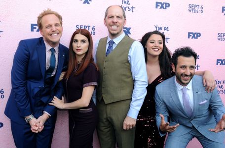 Stephen Falk, Chris Geere, Kether Donohue, Aya Cash, and Desmin Borges at an event for You're the Worst (2014)